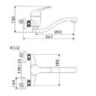 Monomando grifo fregadero para pared caño bajo SURF - Imagen 2